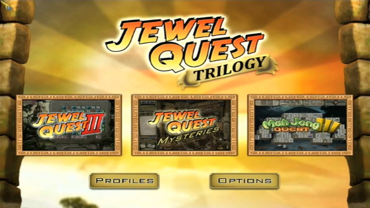 Jewel Quest Trilogy title screen for Wii