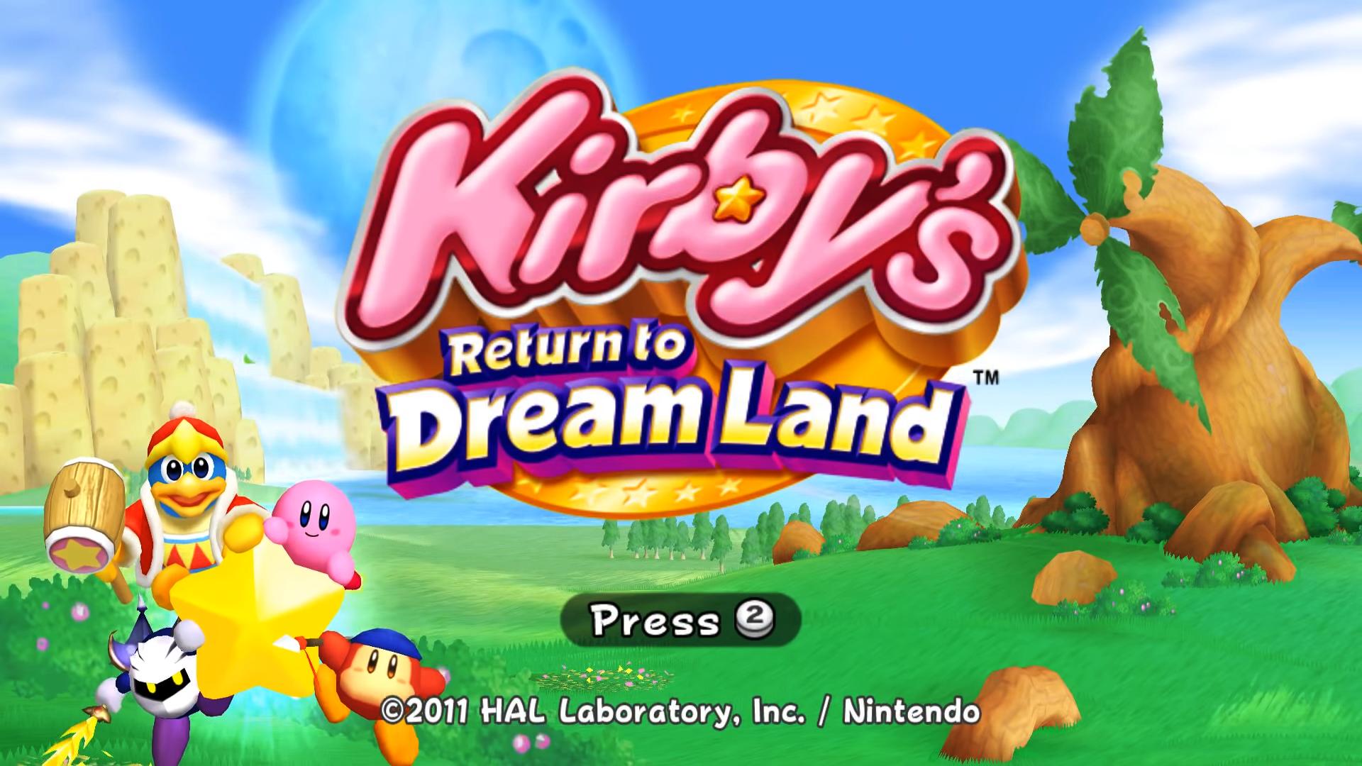 Kirby's Adventure Wii title screen for Wii