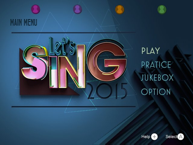 Let's Sing 2015 title screen for Wii