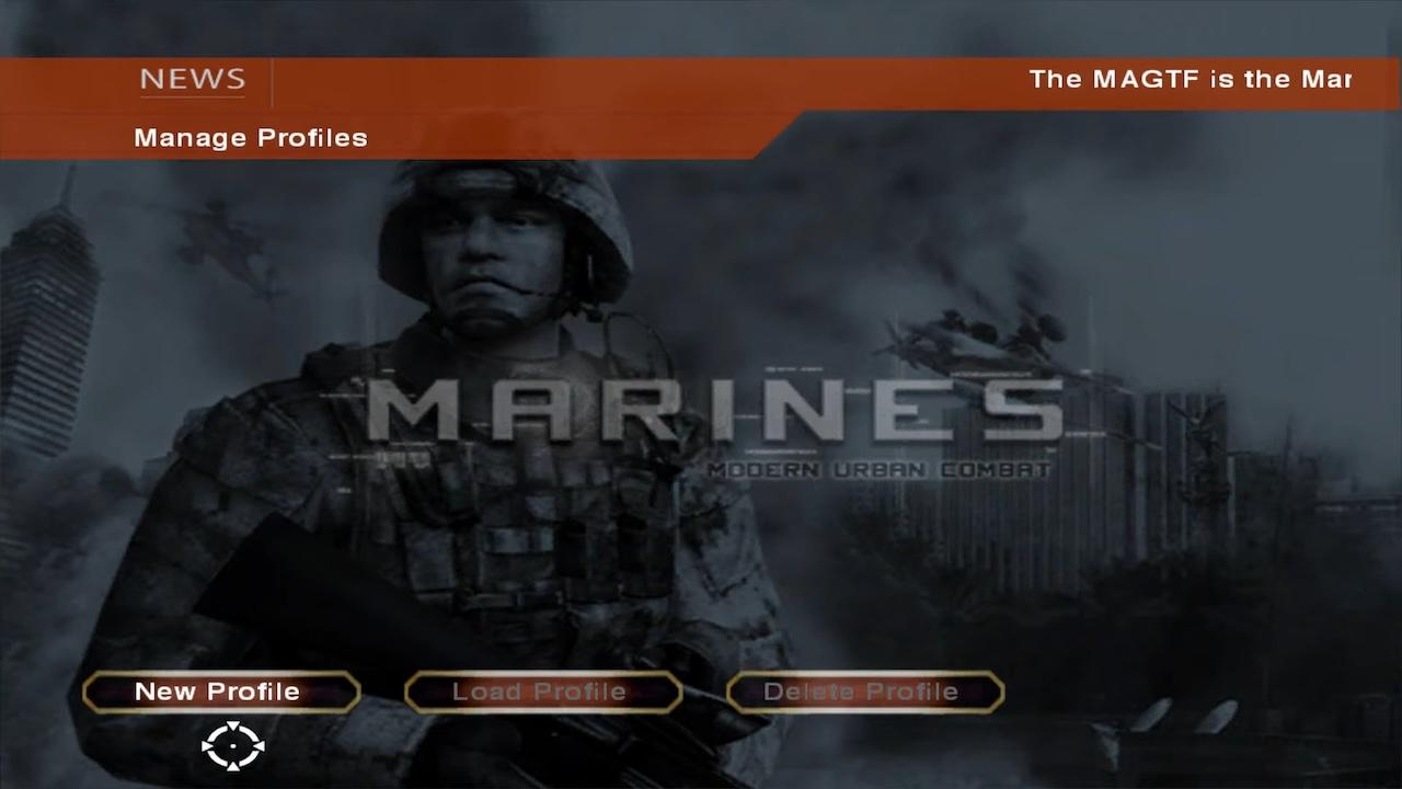 Marines: Modern Urban Combat [Gun Bundle] title screen for Wii