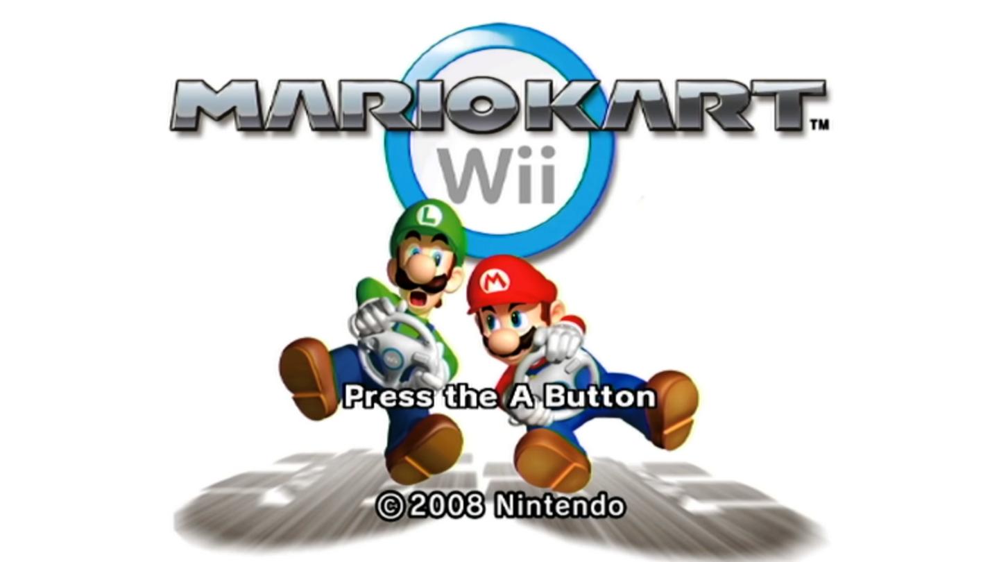 Mario Kart Wii (with Wii Wheel) title screen for Wii