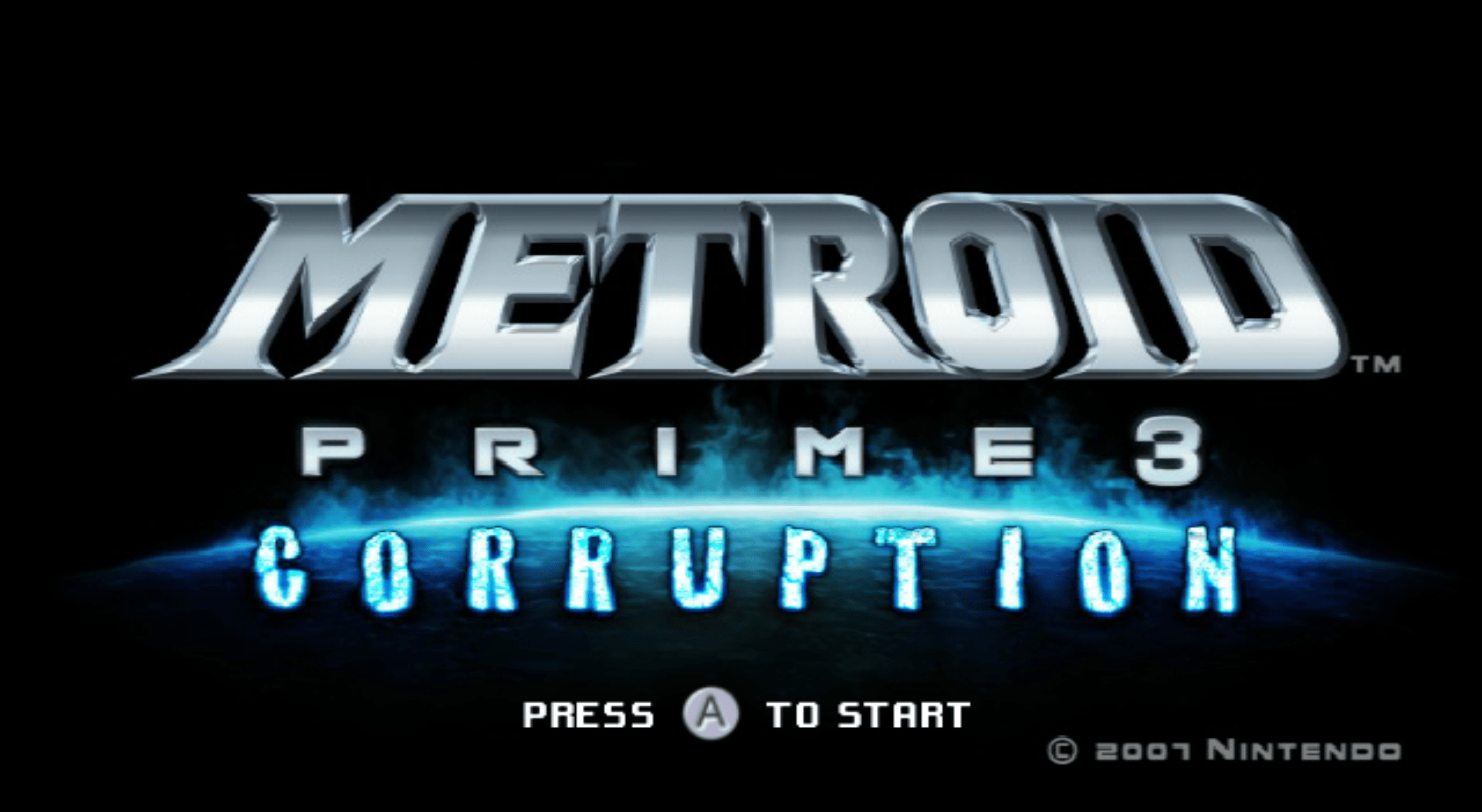 Metroid Prime 3 Corruption title screen for Wii