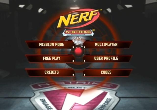 NERF N-Strike title screen for Wii