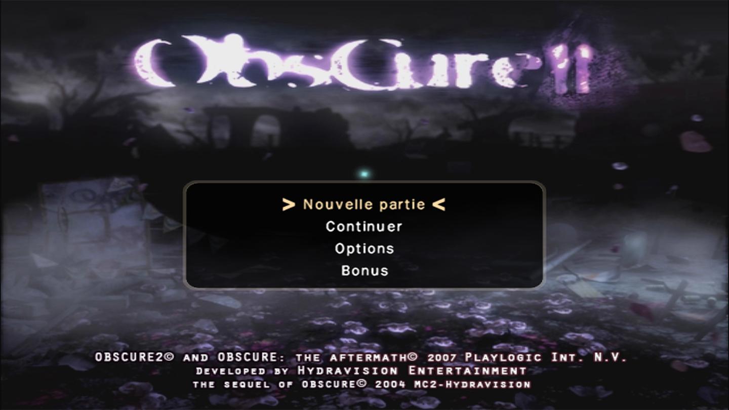 ObsCure II title screen for Wii