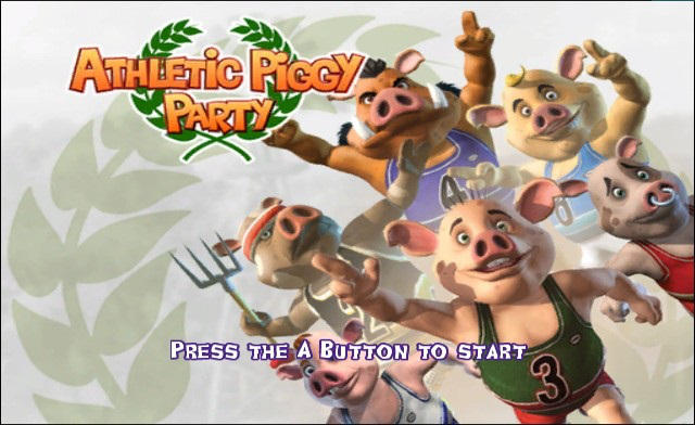 Party Pigs: Farmyard Games title screen for Wii