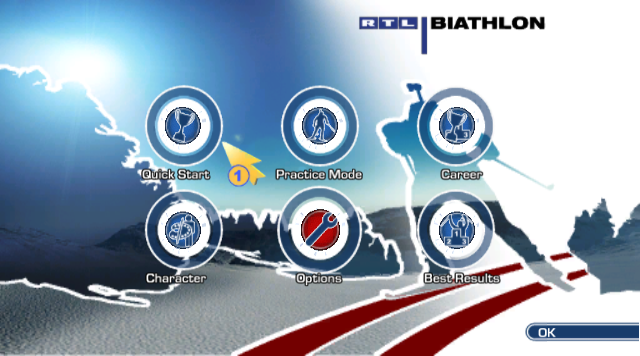 RTL Biathlon 2009 title screen for Wii