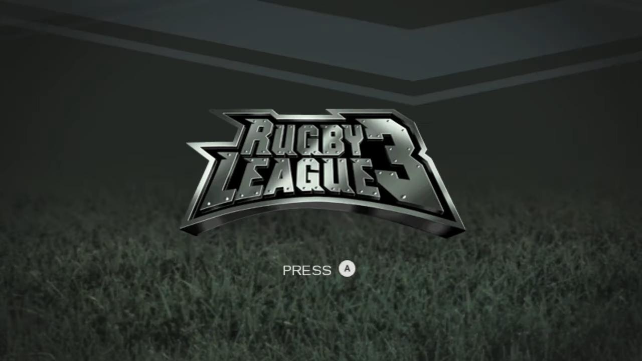 Rugby League 3 title screen for Wii