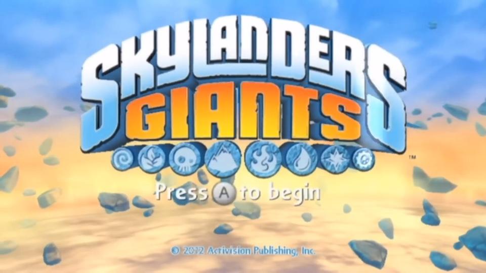 Skylander's Giants title screen for Wii