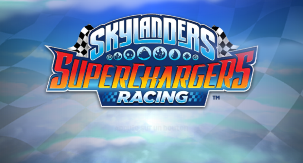 Skylanders Superchargers Racing title screen for Wii