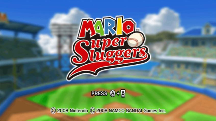 Super Mario Stadium: Family Baseball title screen for Wii