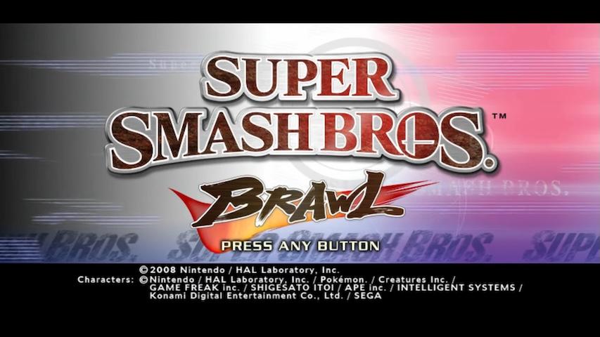 Super Smash Bros. Brawl title screen for Wii