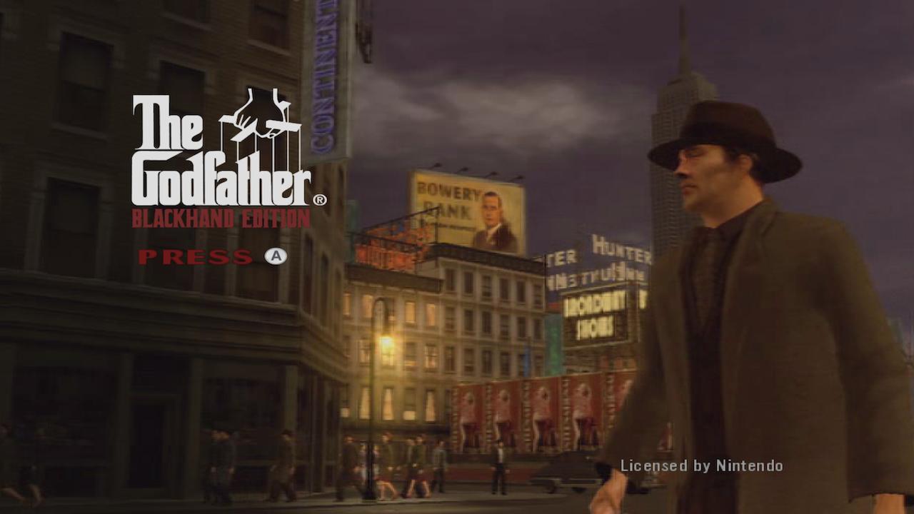 The Godfather Blackhand Edition title screen for Wii