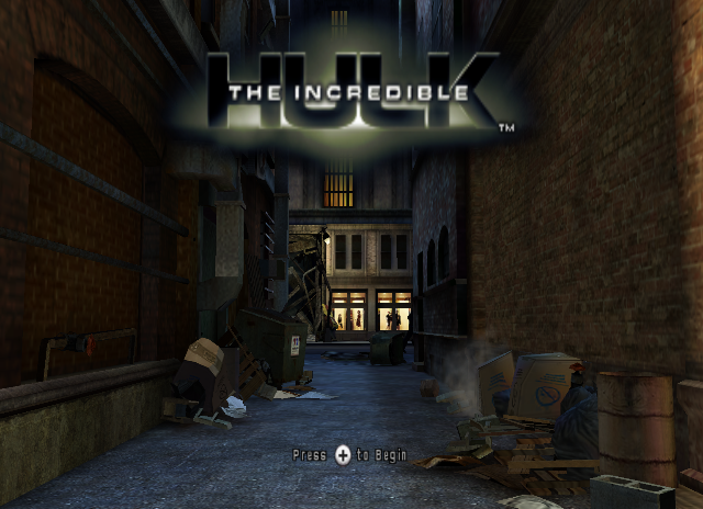 The Incredible Hulk title screen for Wii