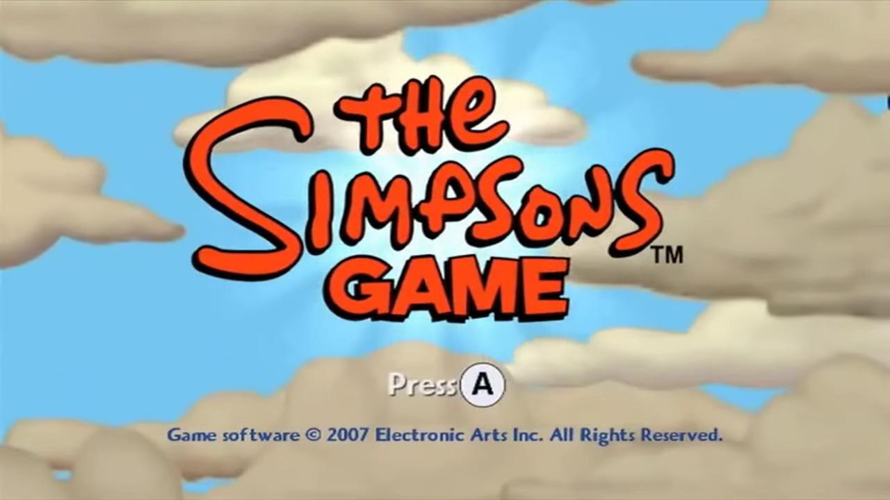 The Simpsons Game title screen for Wii