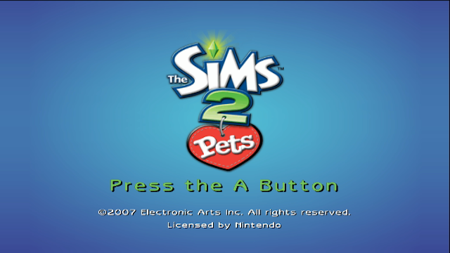 The Sims 2: Pets title screen for Wii