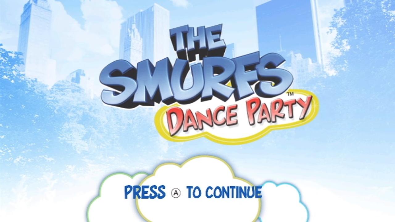 The Smurfs: Dance Party title screen for Wii