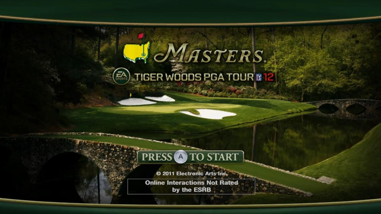 Tiger Woods PGA Tour 12: The Masters title screen for Wii