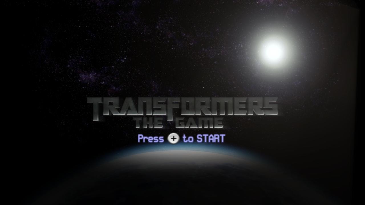 Transformers: The Game title screen for Wii