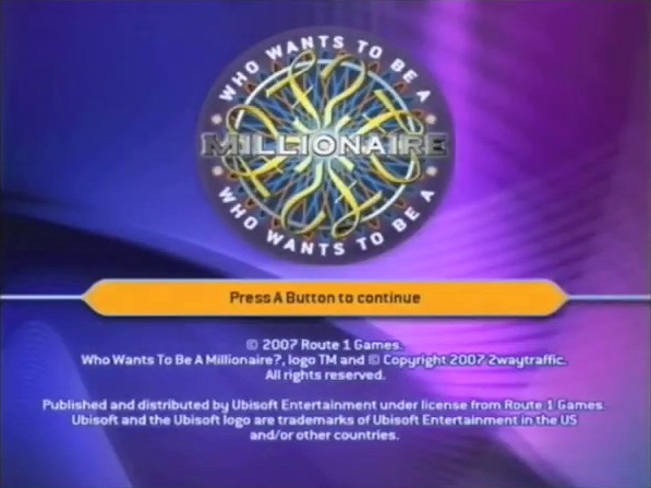 Weekend Miljonairs title screen for Wii