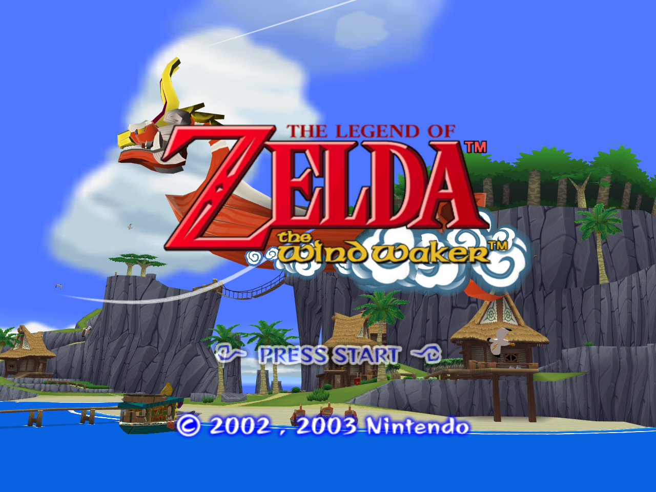 Zelda Wind Waker HD title screen for Wii U