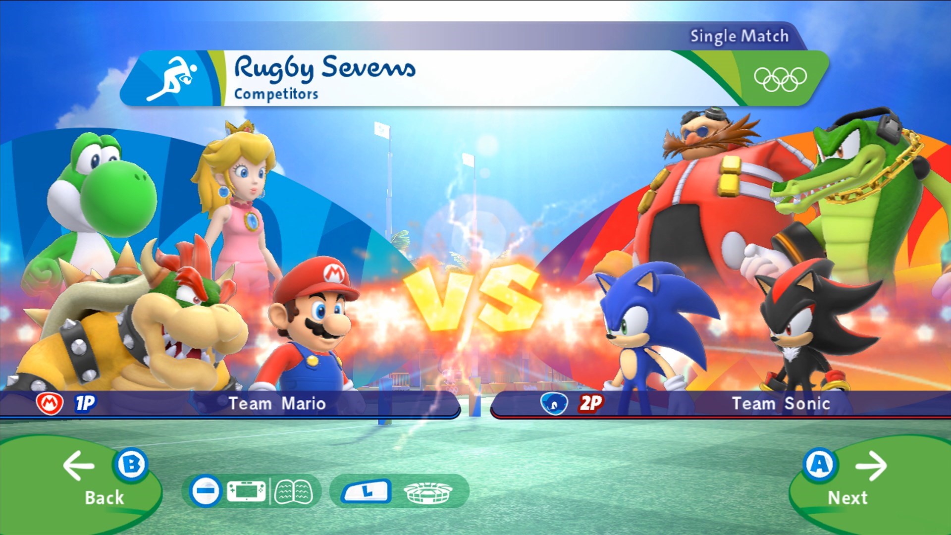 Mario & Sonic at the Rio 2016 Olympic Games title screen for Wii U