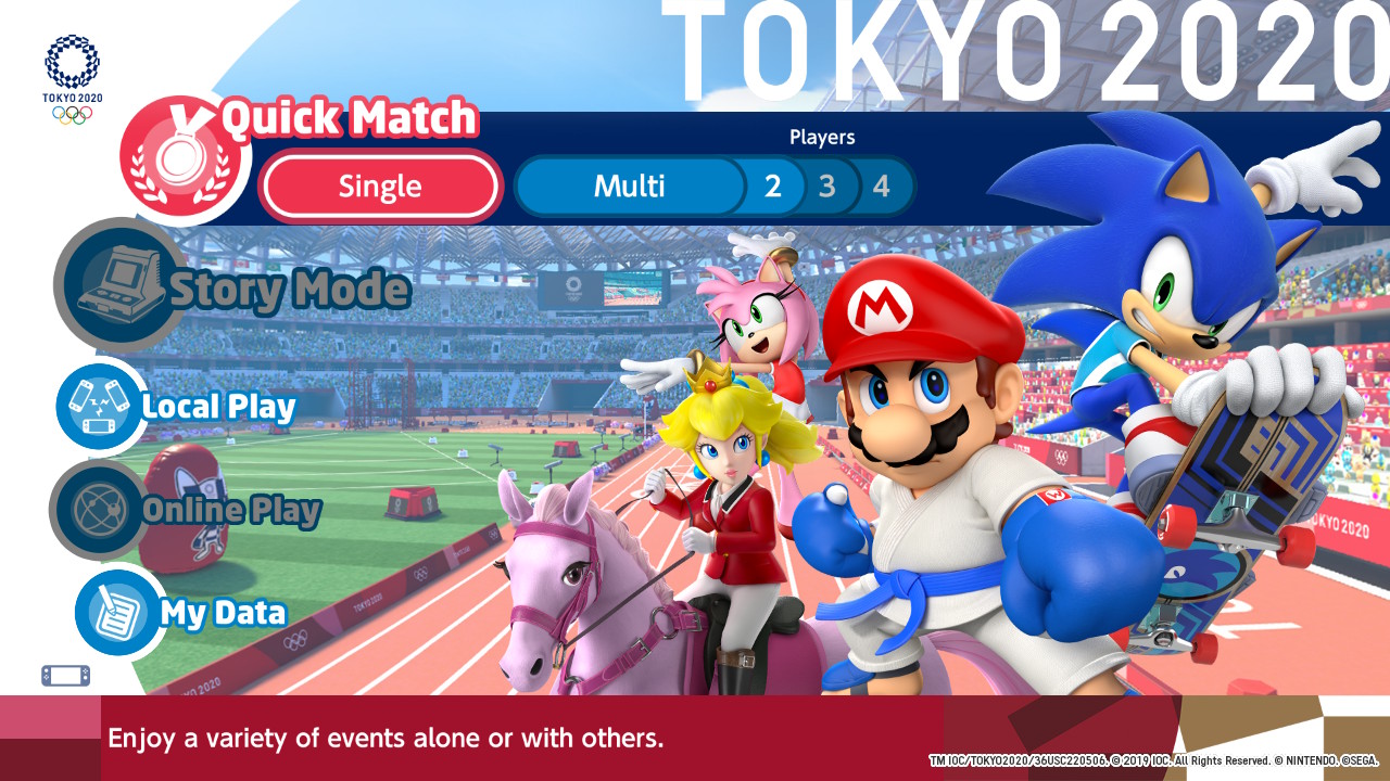 Mario & Sonic at the Sochi 2014 Olympic Games title screen for Wii U