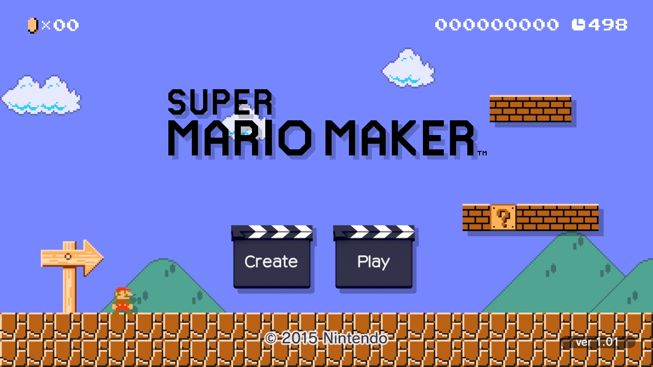 Super Mario Maker [Amiibo Bundle] title screen for Wii U