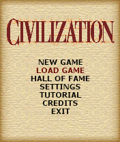 Civilization title screen for N-Gage