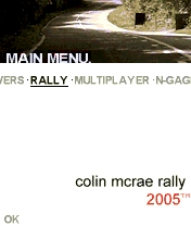 Colin McRae Rally 2005 title screen for N-Gage