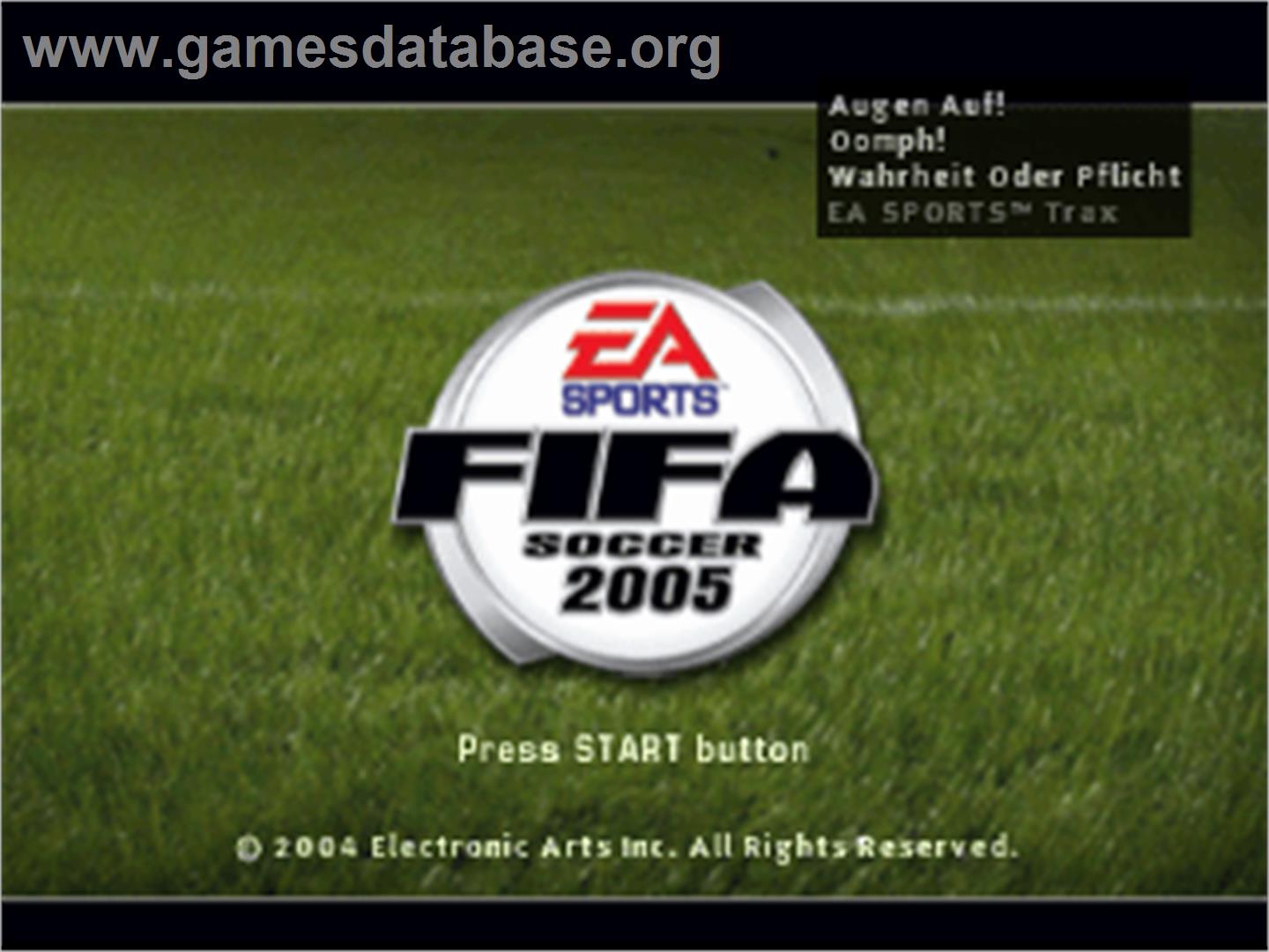 FIFA Football 2005 title screen for N-Gage