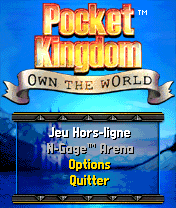 Pocket Kingdom: Own the World title screen for N-Gage