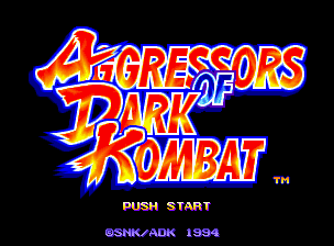 Aggressors of Dark Kombat title screen for Neo Geo