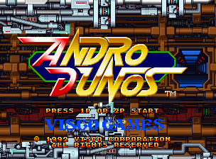 Andro Dunos title screen for Neo Geo AES