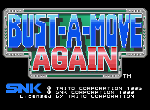 Bust-a-Move Again title screen for Neo Geo