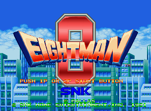 Eightman title screen for Neo Geo AES