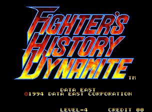 Fighter's History Dynamite title screen for Neo Geo AES