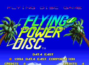 Flying Power Disc title screen for Neo Geo AES