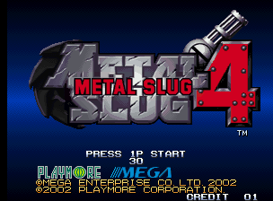 Metal Slug 4 title screen for Neo Geo AES