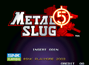 Metal Slug 5 title screen for Neo Geo AES
