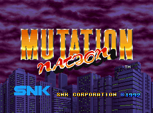 Mutation Nation title screen for Neo Geo AES