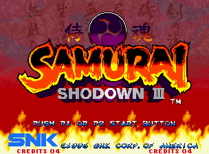Samurai Shodown III title screen for Neo Geo