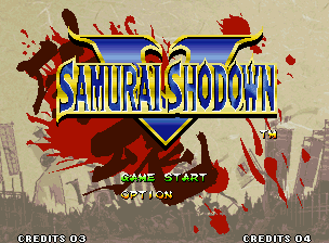 Samurai Shodown V title screen for Neo Geo