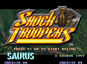 Shock Troopers title screen for Neo Geo AES