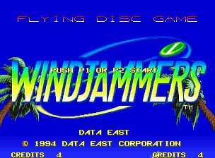 Windjammers title screen for Neo Geo
