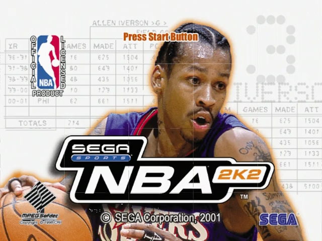 NBA 2K2 title screen for Sega Dreamcast