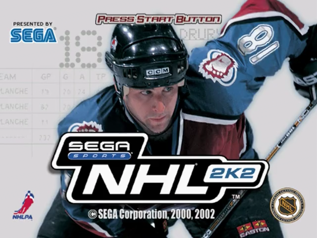 NHL 2K2 title screen for Sega Dreamcast