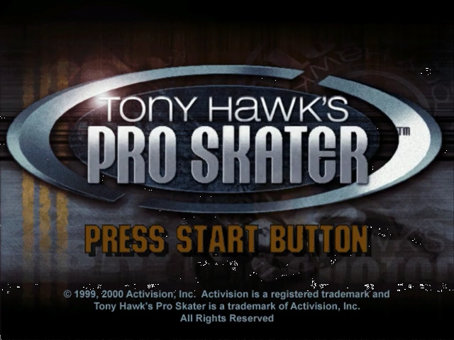 Tony Hawk's Pro Skater title screen for Sega Dreamcast