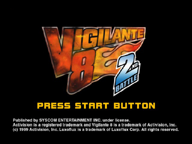 Vigilante 8: 2nd Battle title screen for Sega Dreamcast