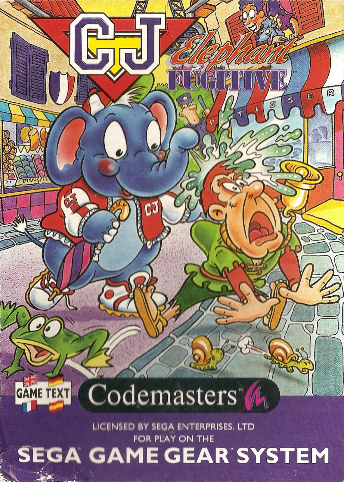 CJ Elephant Fugitive box art for Sega Game Gear