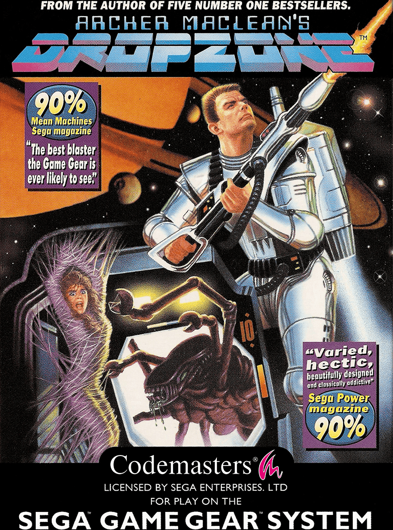 Archer Maclean's Dropzone box art for Sega Game Gear